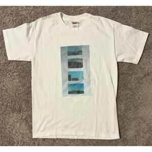 Retro Hanes Heavyweight 50/50 Crane Graphic White Men's T-Shirt M Crew Neck